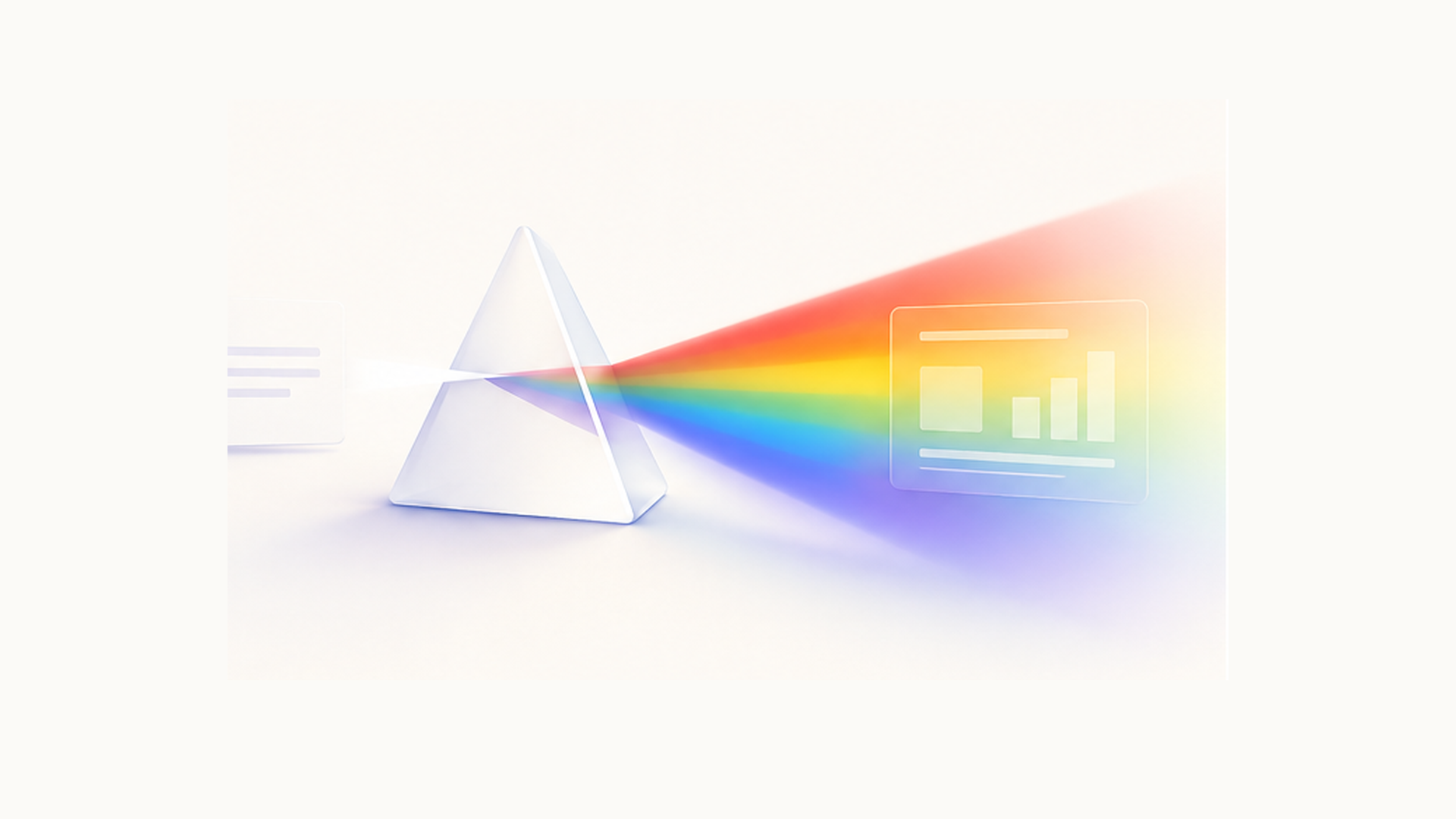 A prism refracting a slide into a colorful spectrum that becomes a new chart
